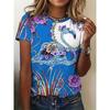 Women's Printed T-shirt, Casual Short Sleeved Round Neck Clothing