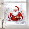 Reusable Static Window Film Christmas Santa Claus Clings, Holding Milk And Cookies Creative Holiday Gifts for Friends Glass Decals, Winter Sticker