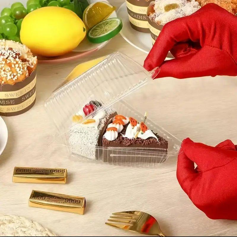 50/100Pcs Cake Slice Container Clear Triangle Dessert Box Reusable Food Packing Box Stackable Sandwich Holder For Fruit Cake