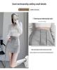Women's Gray High-Waisted A-Line Sports Skirt and Shorts Combo for Spring/Summer 2025