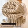 2024 Luxury Solid Color Rabbit Plush Ribbed Blanket