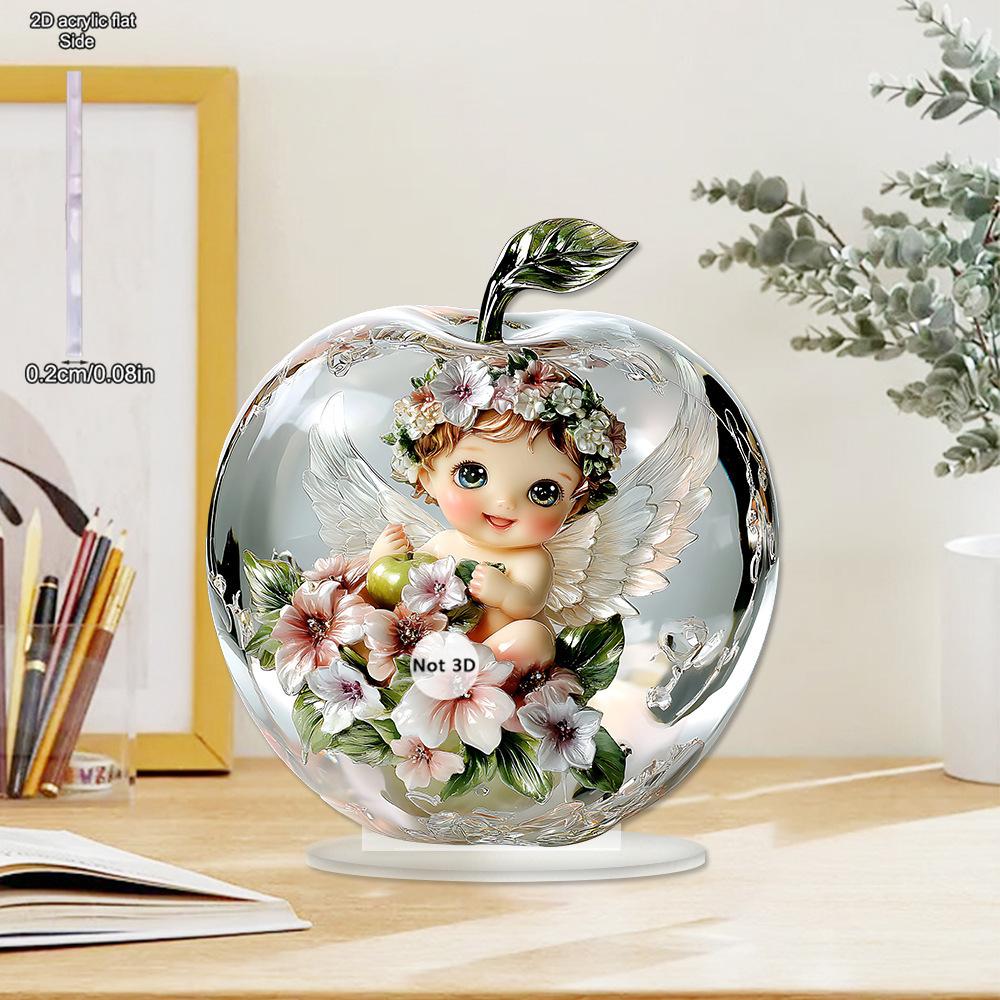 

The Mirror Image in The 2D Flat Acrylic Apple Is A Beautiful Decoration, Indoor and Outdoor Decoration - No Battery/electricity Required, Free Day C