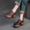 Fashion GKTINOO Retro Genuine Leather Thick Sole Pumps 2025 Spring New British Style Women's Round Toe Platform Shoes