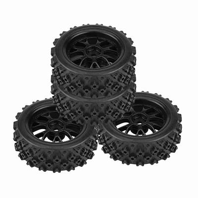 4pcs Set Racing Off Road Vehicle Tires Rubber Tyre Wheel Rim for RC 1:10 Car Part (Black)