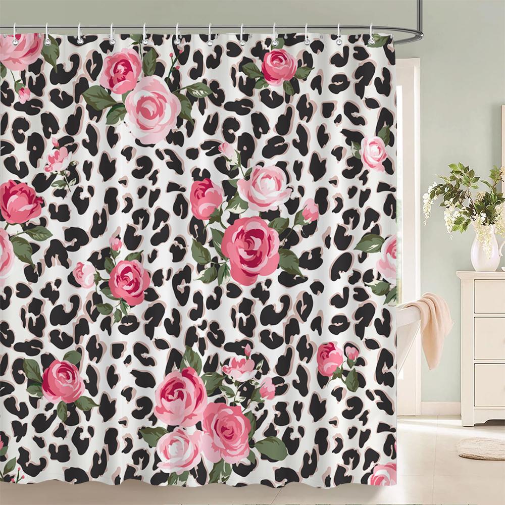 Beautiful Flowers Shower Curtains with hooks Waterproof Bath Curtains for Bathroom Home Decoration Floral Bathroom Curtain