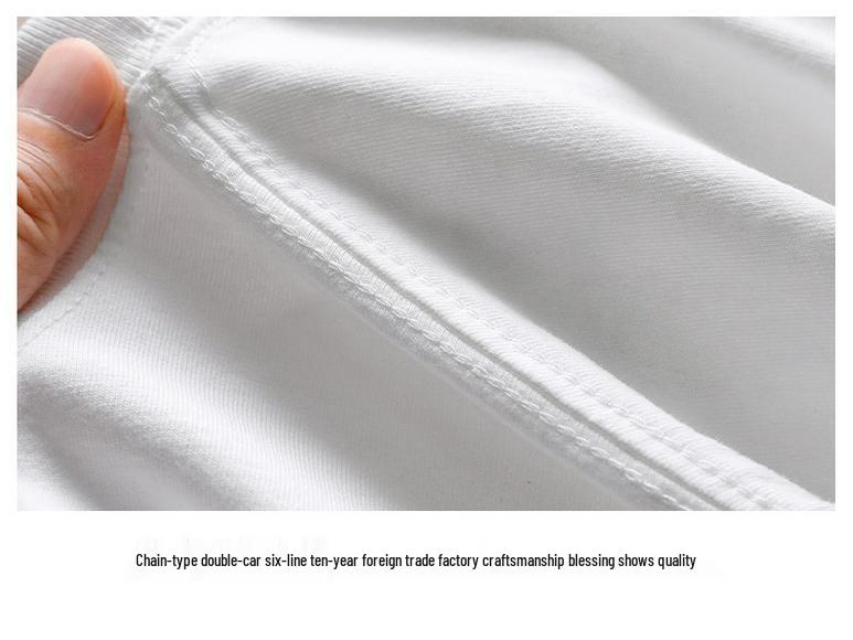 Męski T-shirt z krótkim rękawem z bawełny Xinjiang o dużej gramaturze - 520g Letni jednolity kolor luźny krój