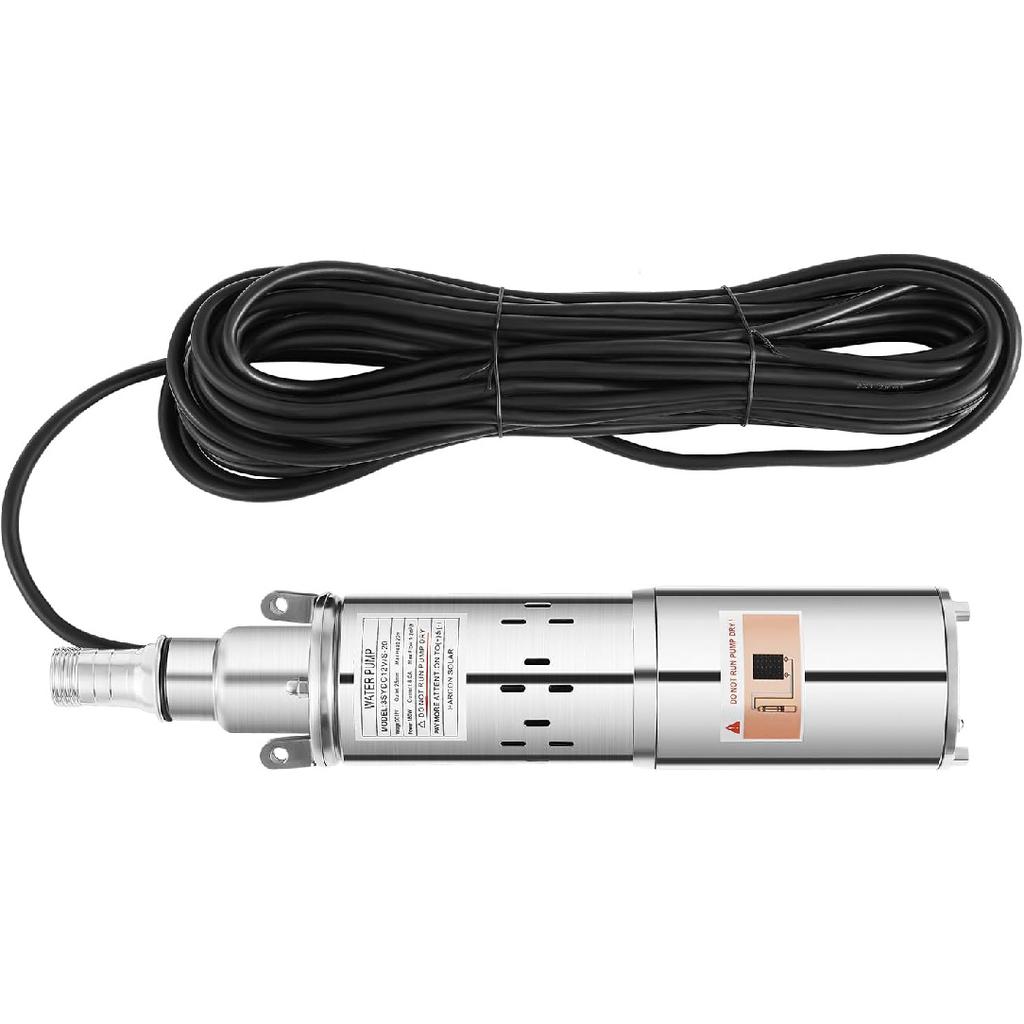 Solar Water Pump Deep Well, DC 12V 180W Deep Well Pump, Deep Well Submersible Solar Water Pump Farm Ranch Irrigation Pump Kit, Solar Submersible Pump
