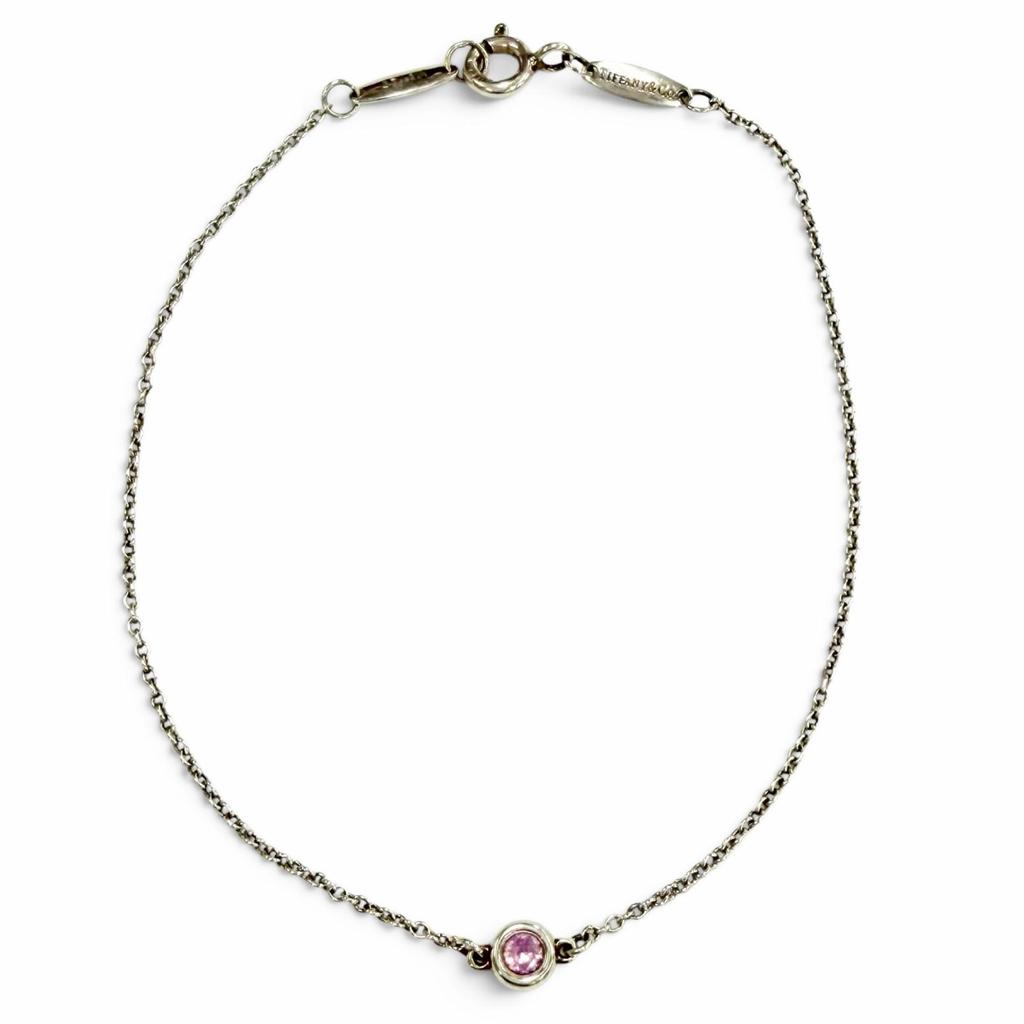 Great TIFFANY&Co. Color by the Yard Pink Sapphire Bracelet Silver AG925 Women Used