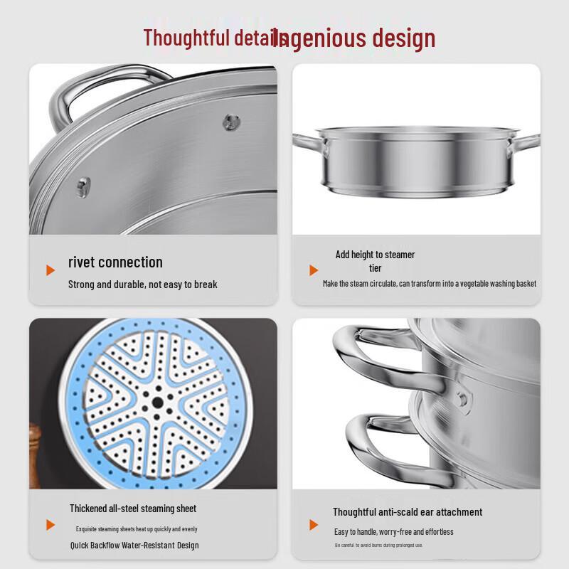 Kobach Stainless Steel 3-Layer Steamer Pot