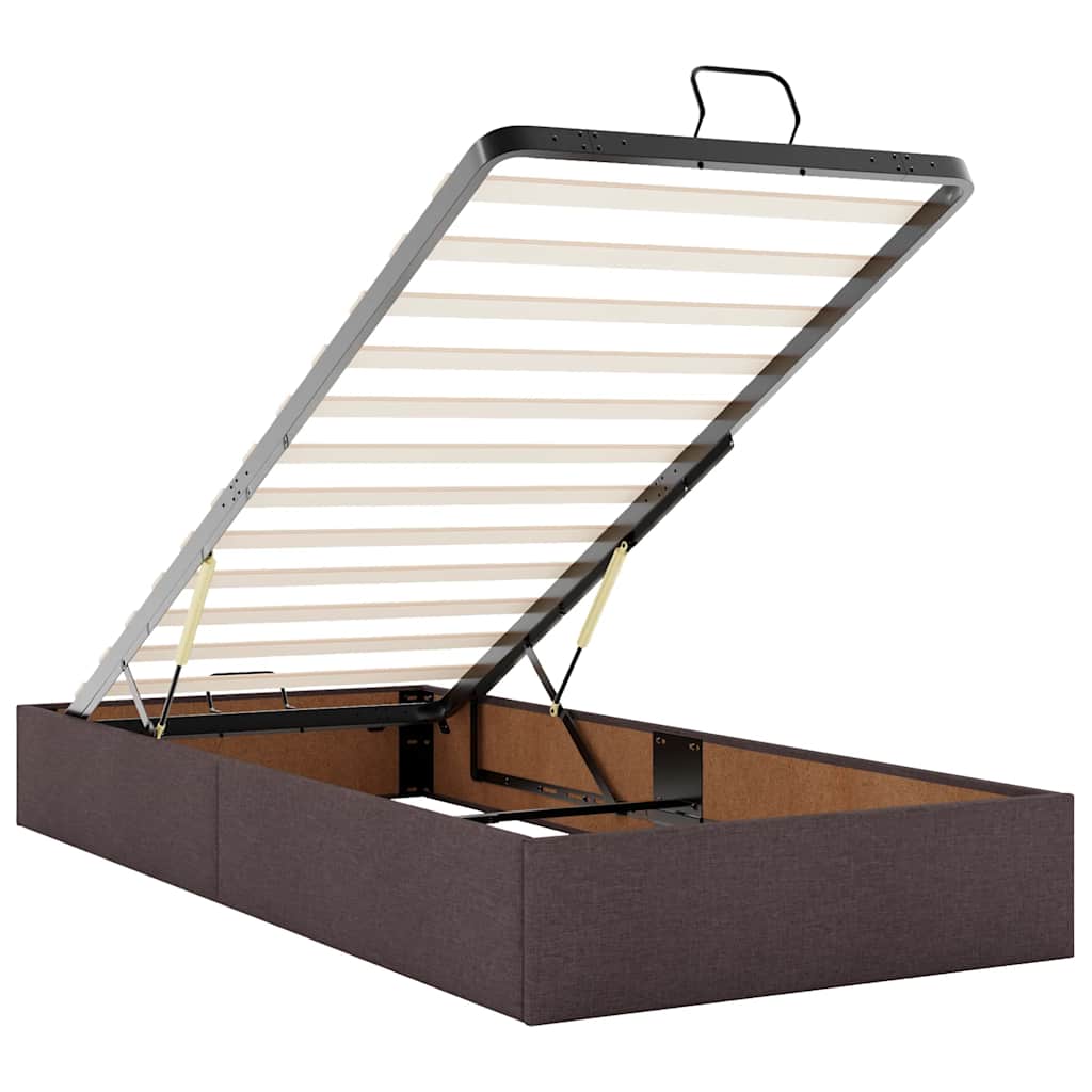 Ottoman Bed with Mattress Dark Brown 90 x 190 cm Fabric