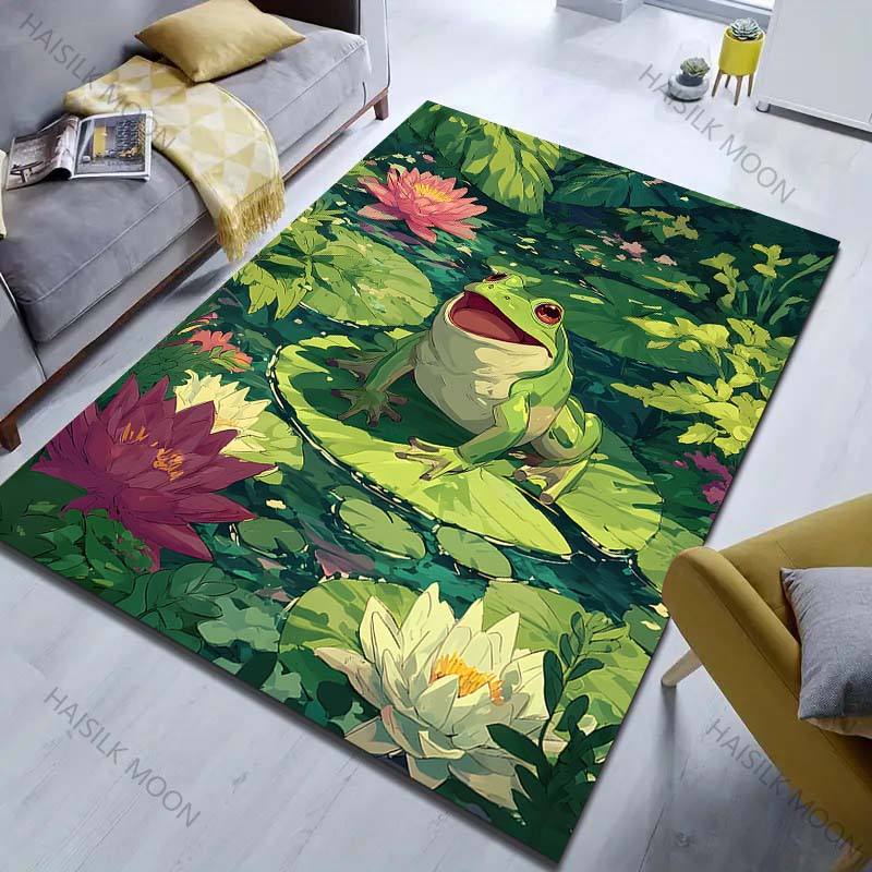 1PC Frog lotus pond nature Carpet for Living Room Bedroom Sofa Home Decor Rus Non-slip Floor Mat Luxury Gift
