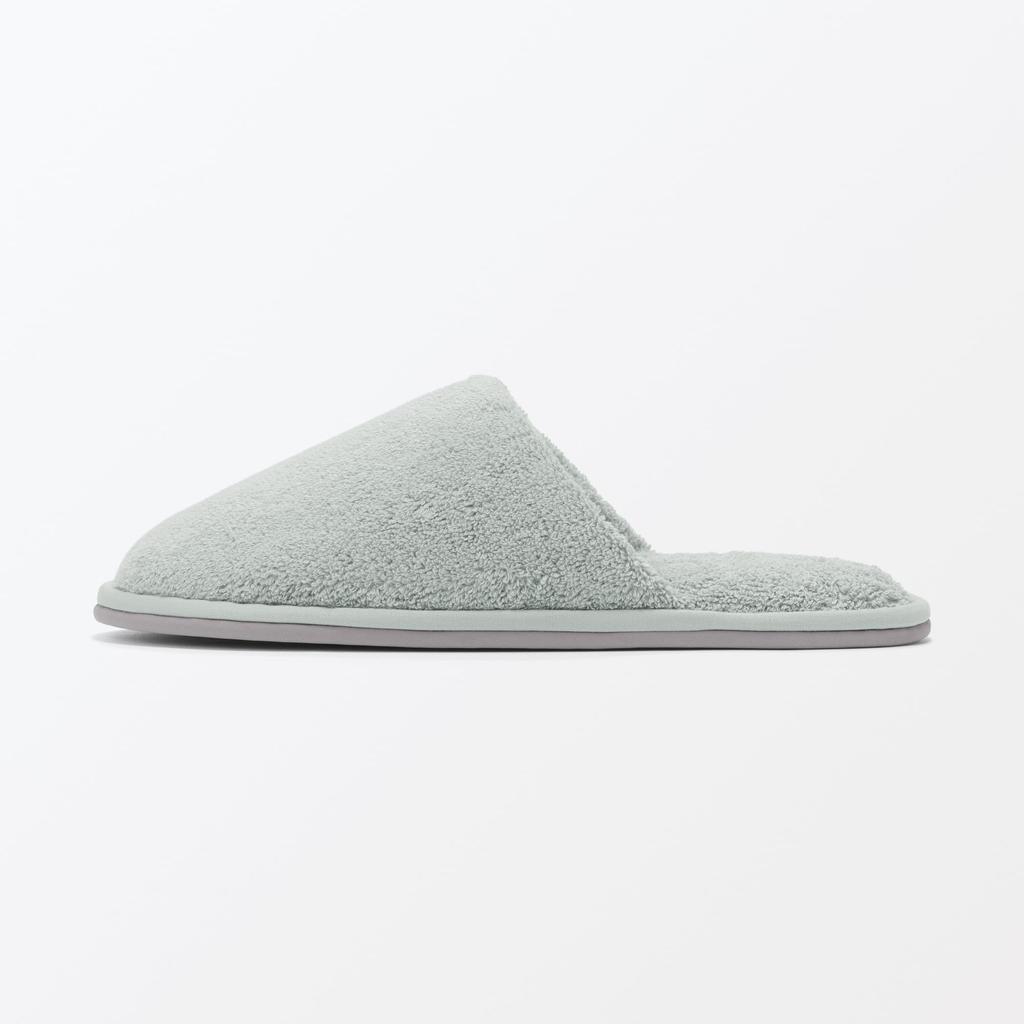 MUJI Washable Cotton Tile Slippers with Front Size Room Shoes Closure, Green, M, 84770548,