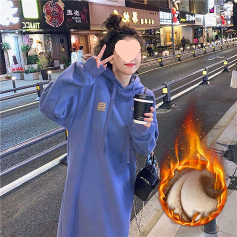 

Імітація овечої вовни Осінньо-зимова Французький стиль Вільна сукня з капюшоном 2XL