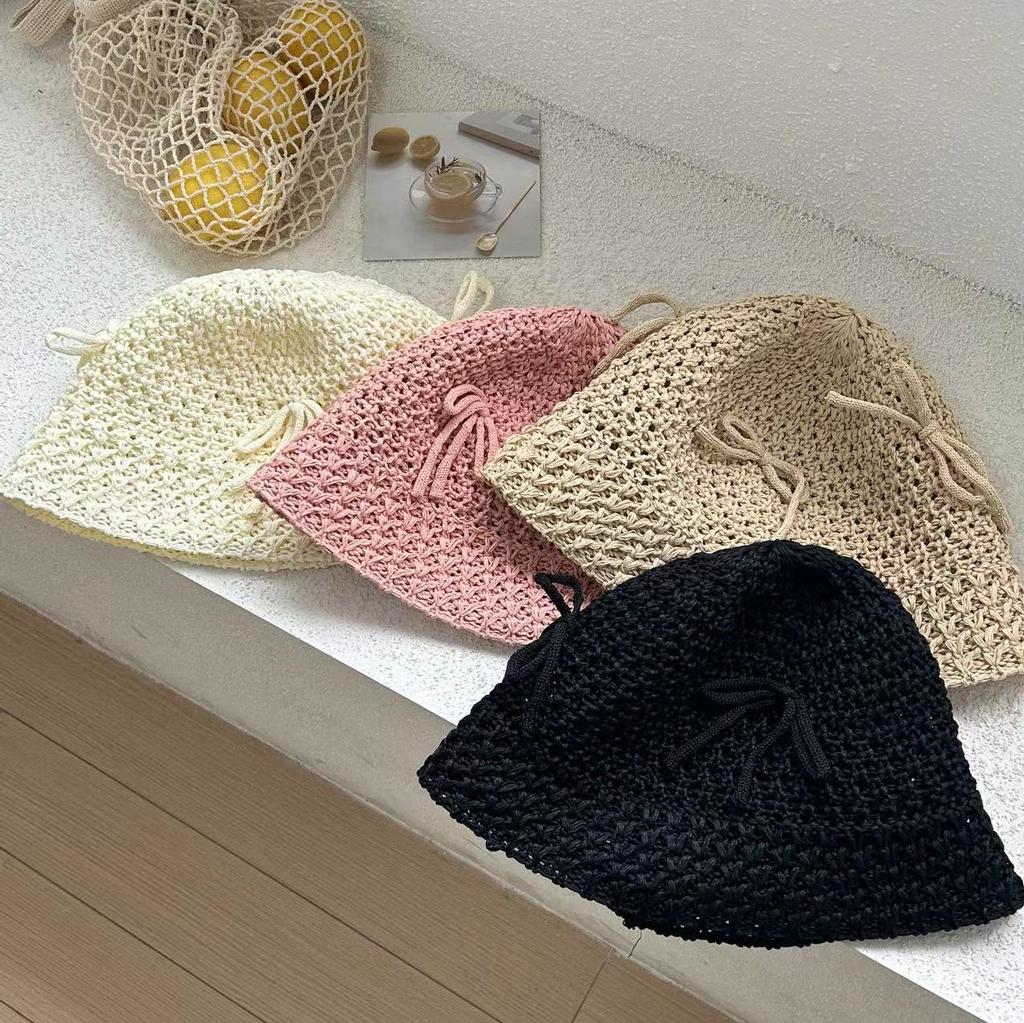 Korean Of Version Plaited Spring And Summer Lovely Bow Knit Womens Sunshade Hat