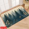 2D Flat 1pc Blue And Golden Winter Cedar Forest Pattern Non-Slip Door Mat, Indoor Carpet, Suitable for Doorway, Indoor, Entrance, Hallway, And Living