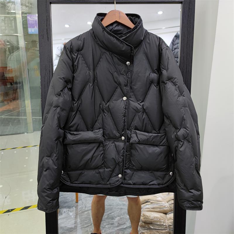Autumn and Winter Light and Thin Short Down Jacket Women's White Duck Down Pressed Glue Diamond Comfortable Stand-up Collar Down Jacket Women's Clothi