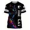 Novelty Beach Cat Beer Pattern Print T-shirt 3D Men Women Trend Personality Tops Oversized Short sleeve Crew Neck Streetwear Tee