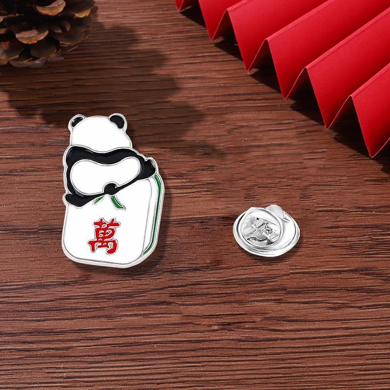 Chinese style panda brooch cute animal bag badge clothing bag accessories bamboo giant panda chain collar pin