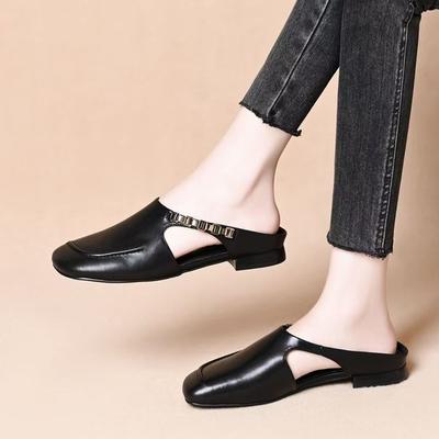 Retro Half Slippers Women's Outer Wear Summer Soft Low-heeled Single Shoes Muller Shoes Outer Wear Versatile Sandals