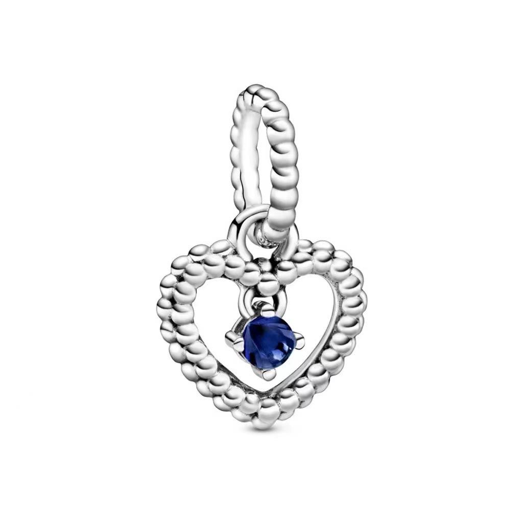 Copper Beads Twelve Fen Birthstone Pendant Diy Beaded Love Simple Pendant Bracelet Accessories
