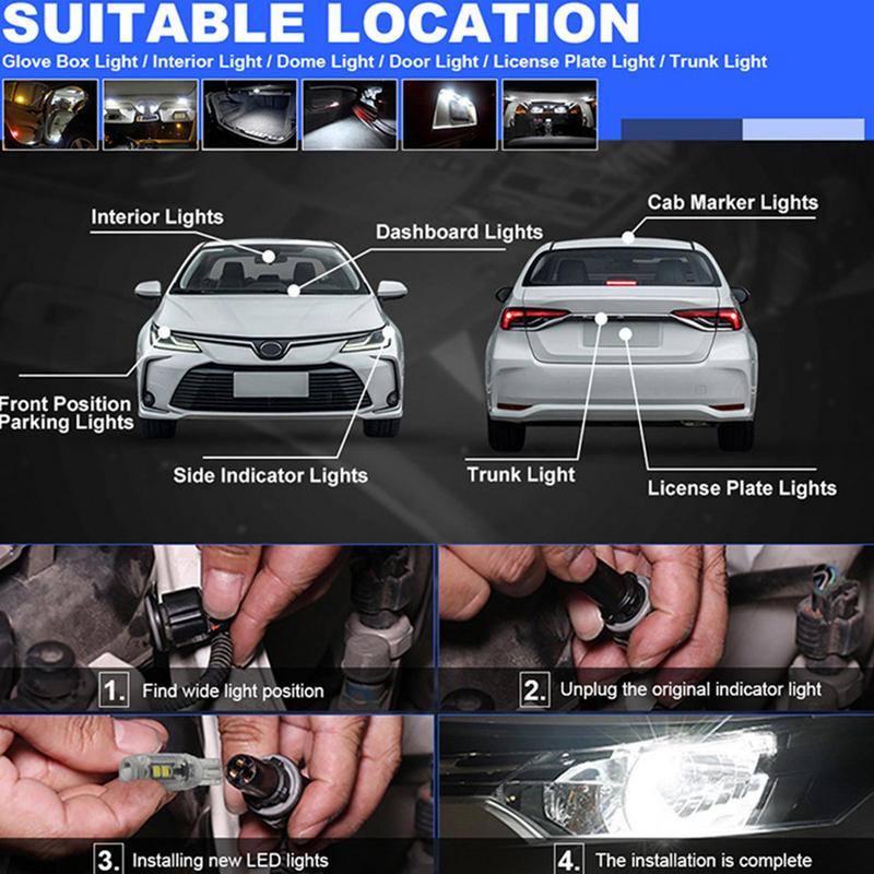 License Plate Light T10 W5W Led Universal Tail Box Lights W5W 168 Led 5w5 Car Interior Dome Reading License Plate Lights Bulb