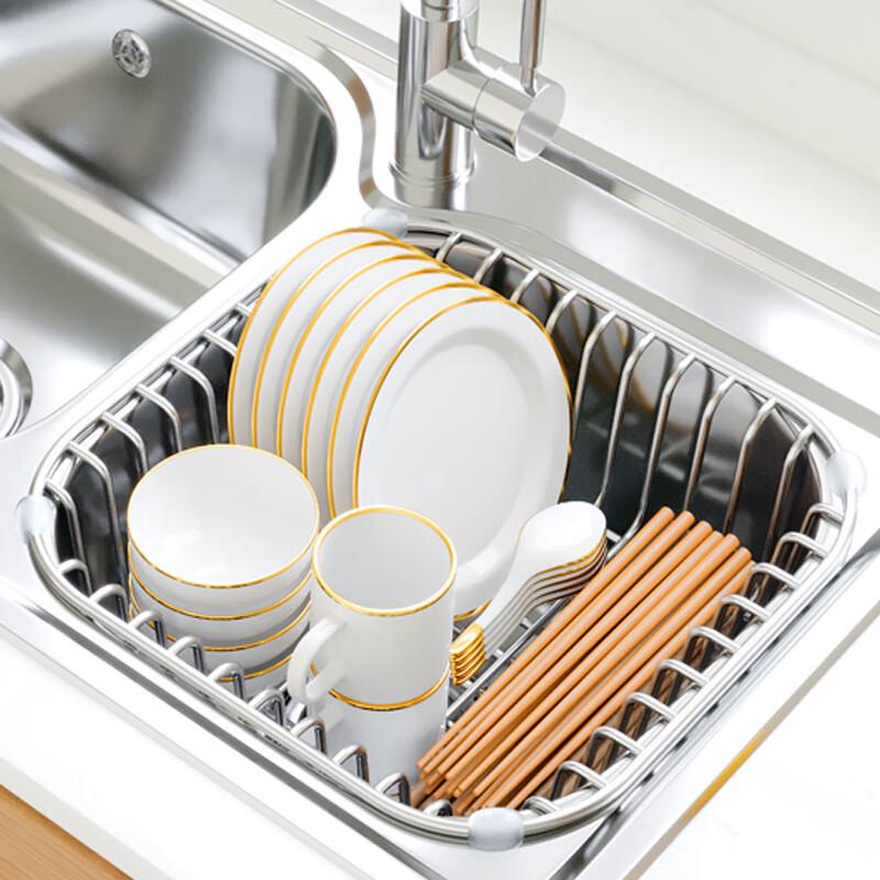 304 Stainless Steel Sink Dish Drainer Basket