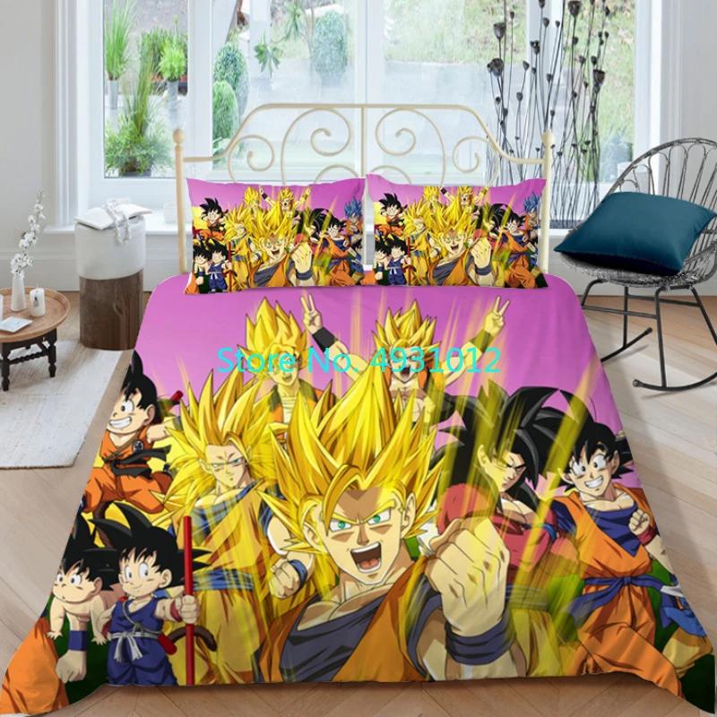 Anime Japanese Dragon Ball Boys Child Bedding Set Pillowcase Decor Bedclothes 3D Print Kids Boy Girl Quilt Duvet Cover Gift