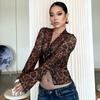 Hot-selling women's clothing in Europe and America, new summer products, fashionable and sexy mesh see-through cardigan, lace-up T-shirt wholesale