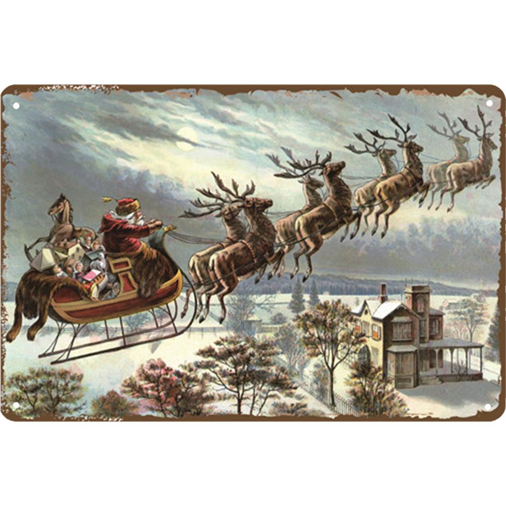 Merry Christmas Metal Tin Sign Plaque Cartoon Elk Snowflake Iron Painting Home Bar Cafe Pub Decoration Wall Art Plates