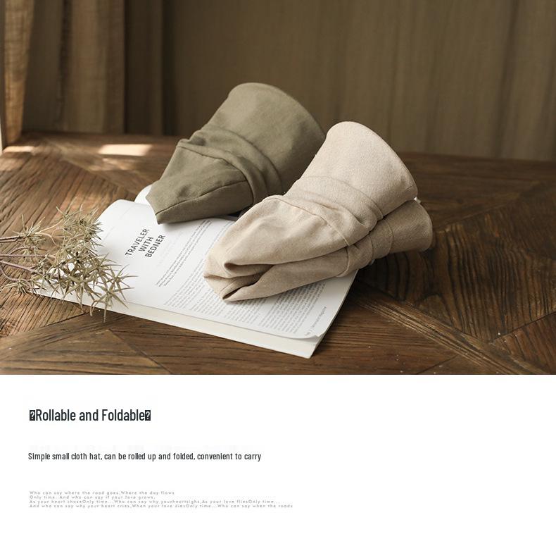 Damen Frühling/Sommer Koreanischer Stil Entenschnabel Baskenmütze: Retro Plissee Fischerhut mit kleiner Krempe für trendige Urlaubskleidung.