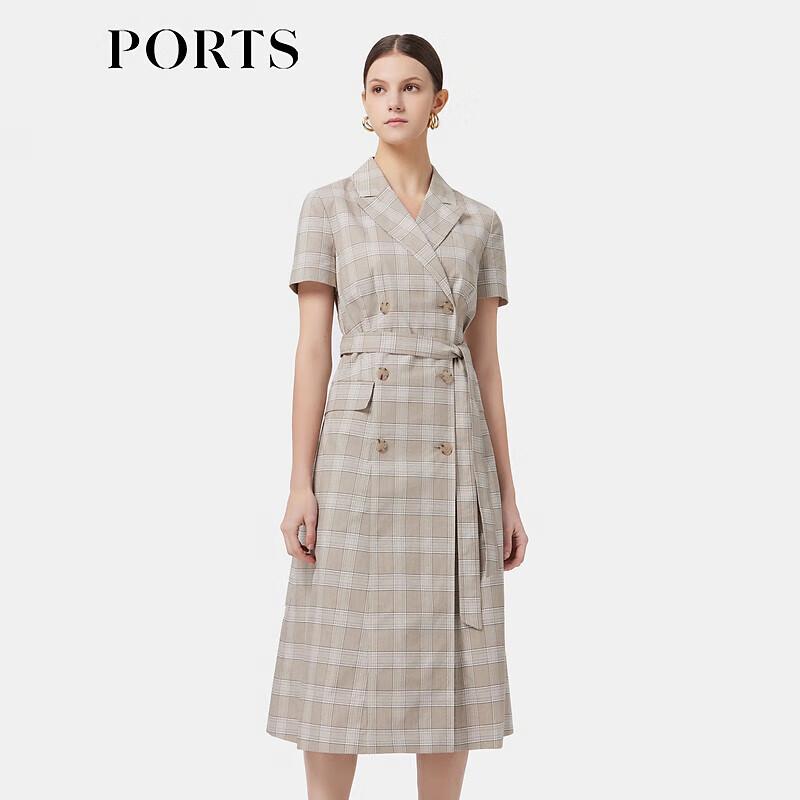 

PORTS Women s Spring/Summer Stretch Plaid Double-Breasted Dress M