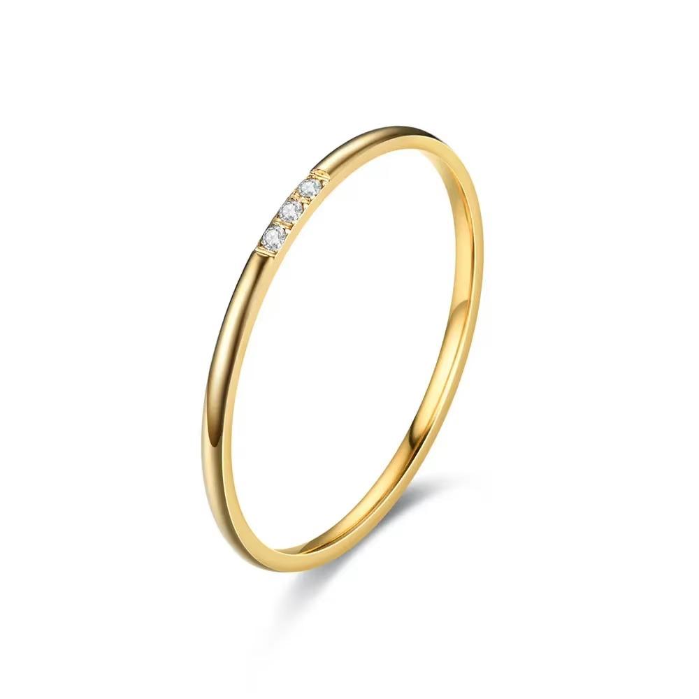 

Simple and Fashionable New Stainless Steel Ring Cubic Zirconia Index Finger Ring, Couple Personality Thin Band Ring Zircon 5