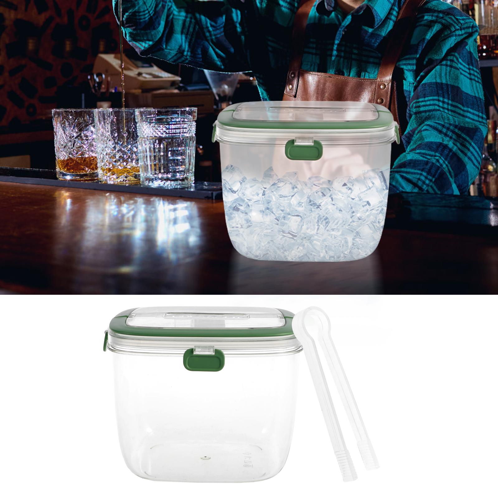 5l Portable Ice Bucket With Lid And Tong Sealed Container Handle Wine Fruit Storage