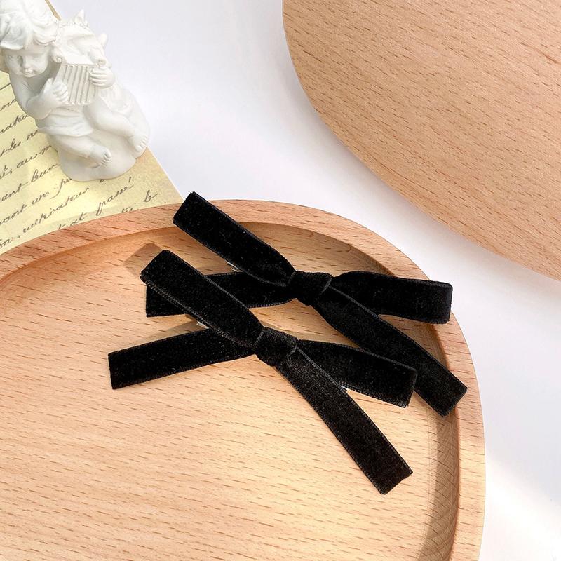 

2 шт. корейский стиль однотонный винтажный бархатный бант заколка для волос милая шпилька боковой зажим для девочек милые крутые заколки аксессуары для волос чёрный