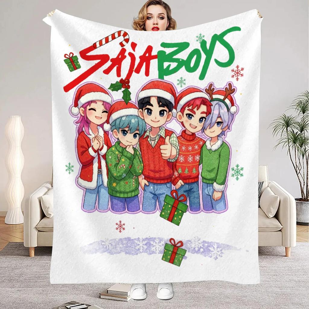 Veselé Vánoce kpop Lovci démonů Huntrix Přikrývky Kvalitní Měkká Teplá Přehozová přikrývka Zima Děti Pohovka Postel Nadývaná Přehoz