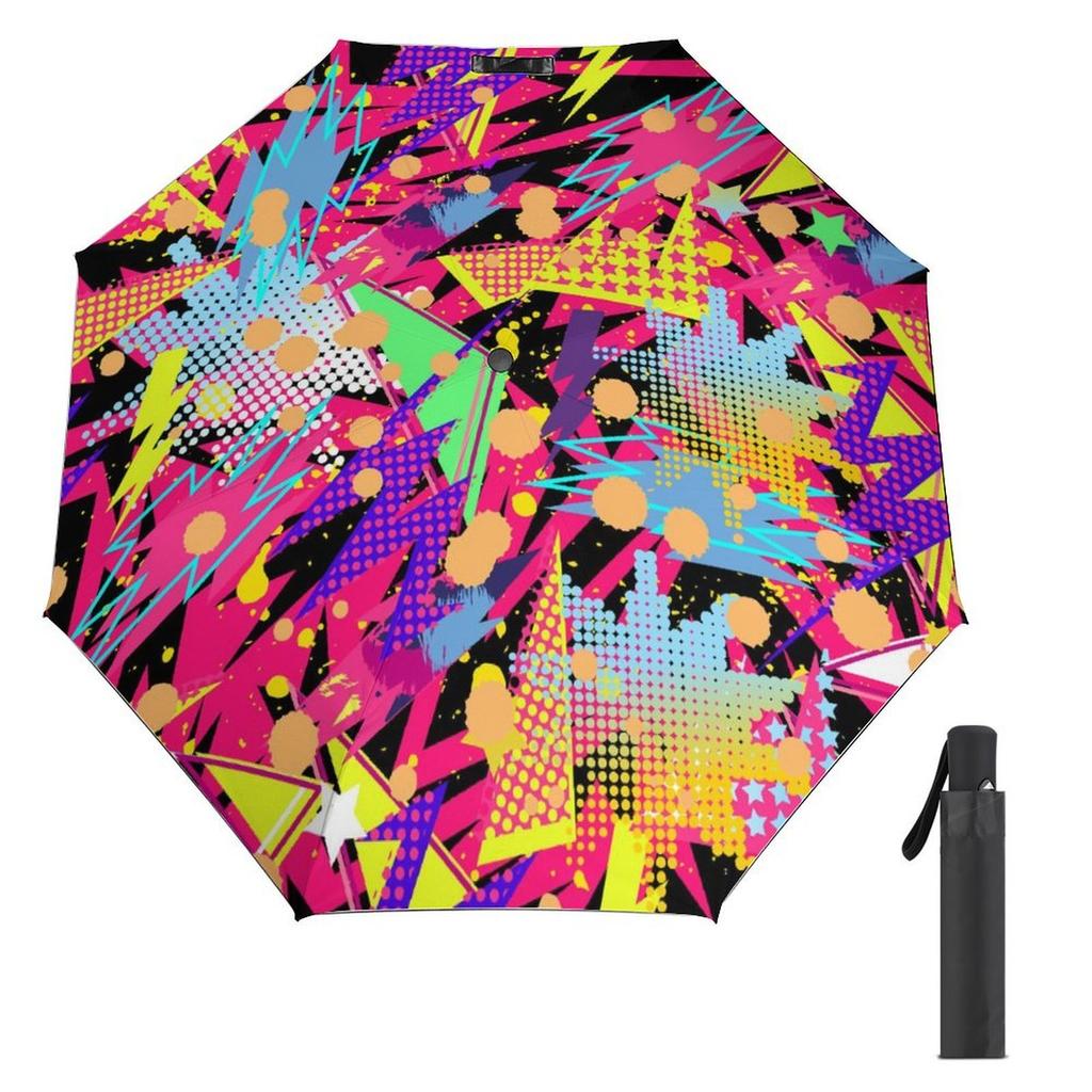 1 Pack Automatic Umbrella Featuring Wind Resistant Technology And Water Repellent Surface For Travel Graffiti Look
