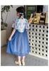 Girls' cheongsam dress 2026 new summer children's Chinese style blue and white porcelain Hanfu ancient style summer princess dress