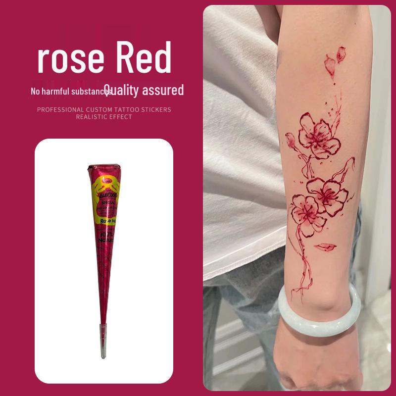 Plant-Based Hand-Painted Henna Tattoo Paste for Stencil Use