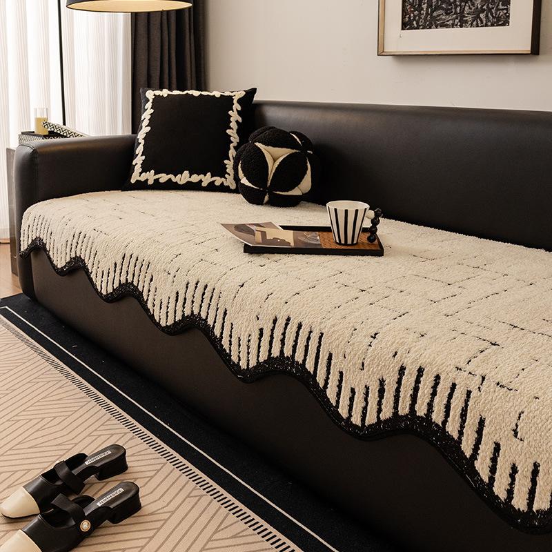 

Premium Leather Sofa Cushion Autumn And Winter New Plush One-Piece Straight Non-Slip Seat Cushion Sofa Cover 70*70cm