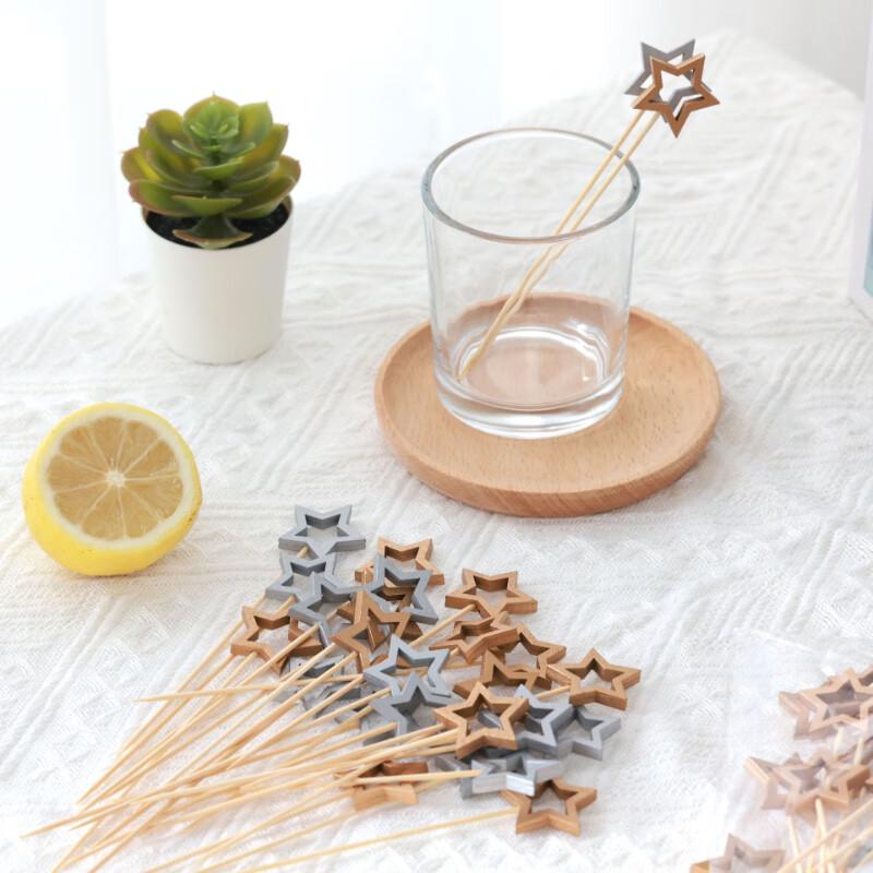 ZISIZ Hollow Star Bamboo Fruit Skewers
