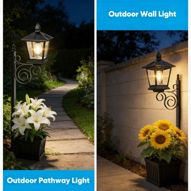 Solar Powered Flower Pot Light Decorative Outdoor Lamp For Garden Pathway And Patio With Auto On Off M4YD