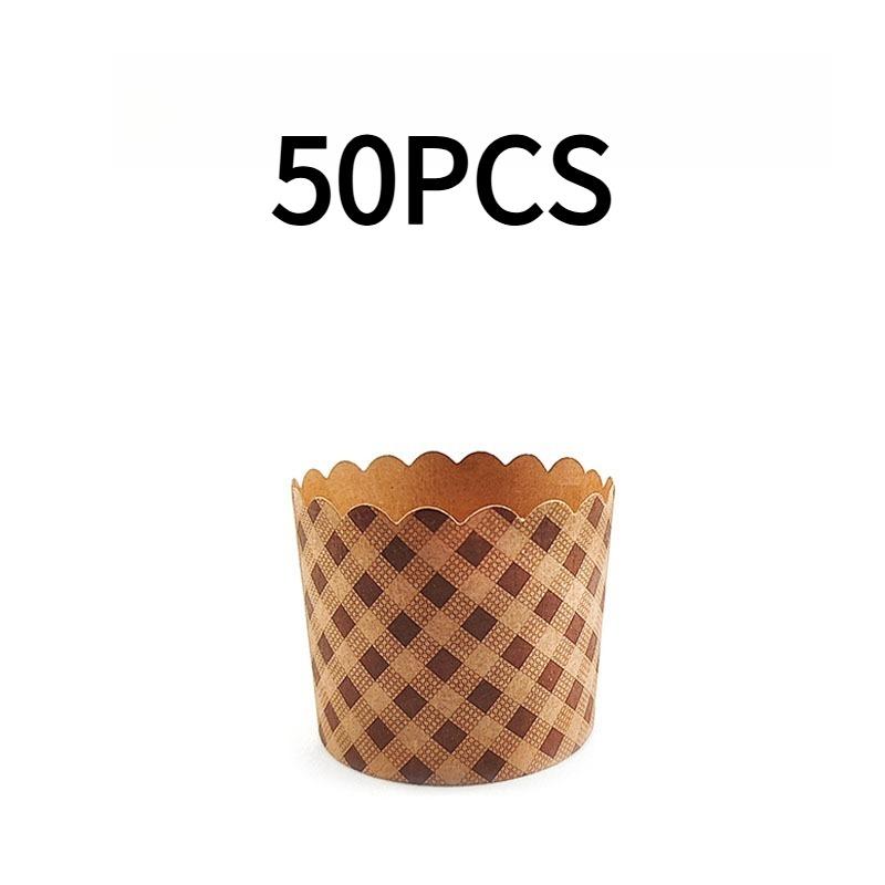 50PCS small kraft paper mechanism cup muffin cup cake cupboard temperature oven baking household small paper tray