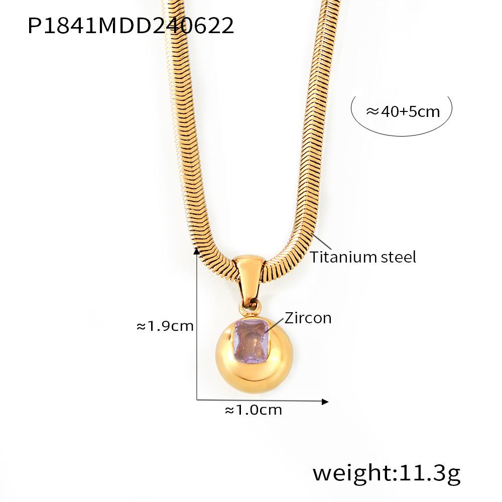 18k Gold-Plated Titanium Steel Zircon Geometric Pendant Necklace