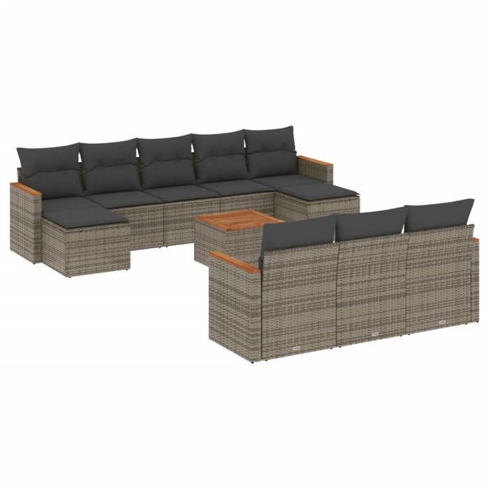 VidaXL Garden Lounge Set with Cushions 11 Pcs, Patio Sofas, Patio Furniture Set, Outdoor Furniture, Grey 3226424