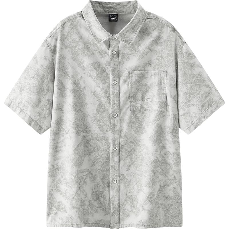 Мужская охлаждающая свободная джинсовая рубашка с коротким рукавом Semir XL