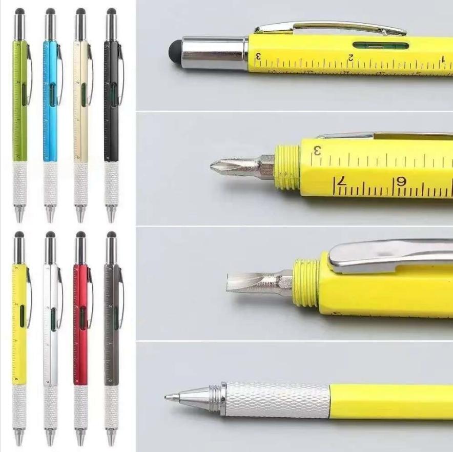 Caneta Capacitiva Multifuncional com Chave de Fenda, Nível de Bolha e Caneta Esferográfica - Gadget Touch para Telas de Celular