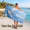 Manchester City Design Beach Towel Custom Text Large Towel for Beach Vacation