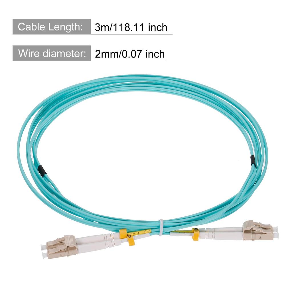 uxcell 3m Green Fiber Patch Multimode Duplex OM3 LSZH Fiber Optic Jumper for Network Transceivers and Instrumentation Cable, LC-LC