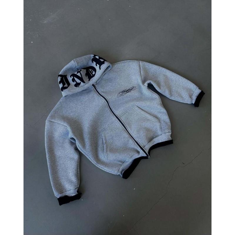 Unisex Oversized Baumwoll-Hoodie Mit 3D-Stickerei Streetwear Hip Hop Stil Lockere Passform Grau Schwarz