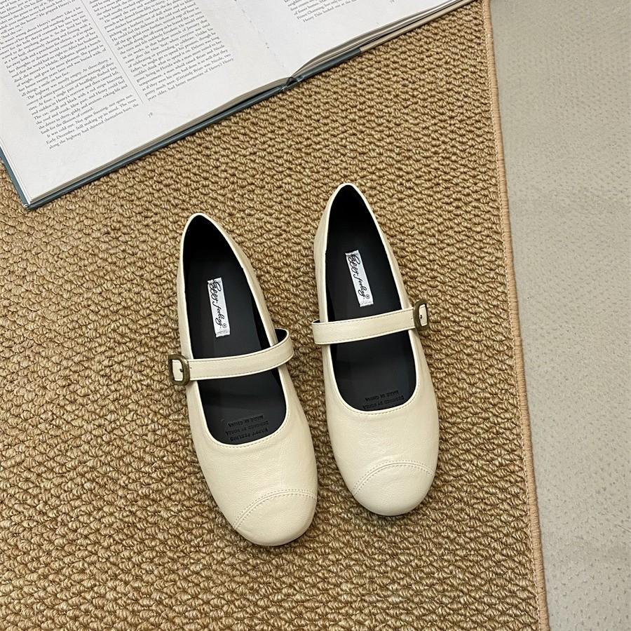 Fashion French retro flat Mary Jane shoes for women 2025 spring Korean style shallow mouth single shoes small leather shoes